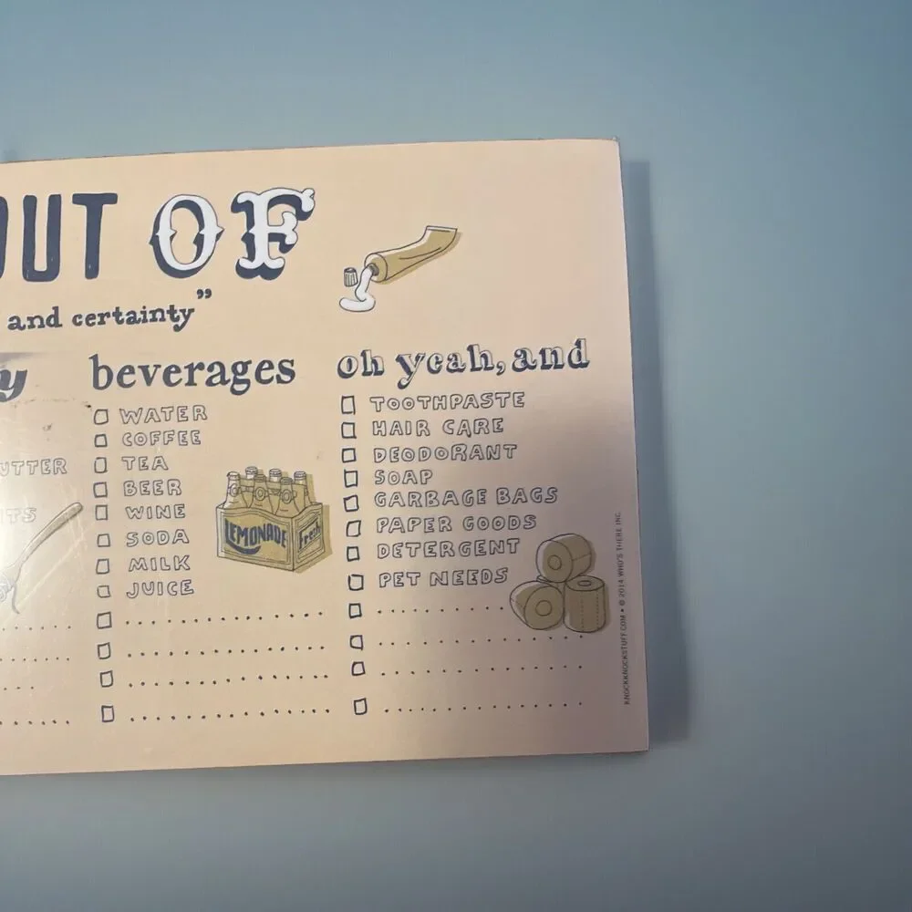 Knock Knock “All Out Of” Magnetic Grocery List Note Pad 9.5” W X 4.5” T